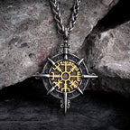 Viking Necklace with Vegvisir Compass Pendant Gold