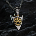 Viking Necklace with Vegvisir Arrow Pendant Gold