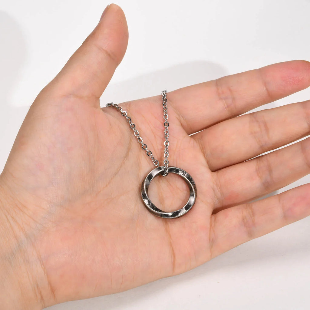 Viking Necklace Round Rune Pendant Steel 23