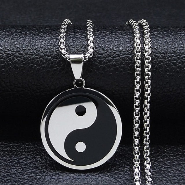Yin Yang Necklace Men's Pendant silver