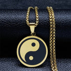 Yin Yang Necklace Men's Pendant gold