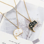Couple Necklaces Cute Cat Pendants Gold