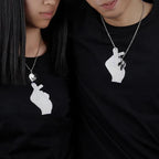 Couple Necklaces Best Friends Heart Pendant silver and black 2