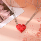 Fashion Heart Pendant Necklaces for Couples and Friends red