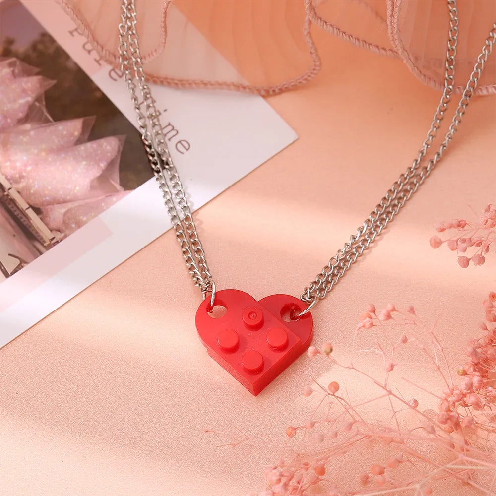 Fashion Heart Pendant Necklaces for Couples and Friends red