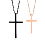 Couple Necklaces with Black and Rose Gold Cross Pendant