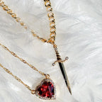 Couple Necklaces Sword and Heart Pendant