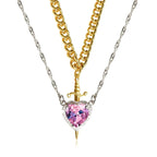 Couple Necklaces Sword and Heart Pendant