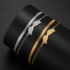 Double angel wings gold bracelet