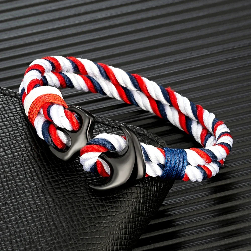 Double Anchor Bracelet White and Red