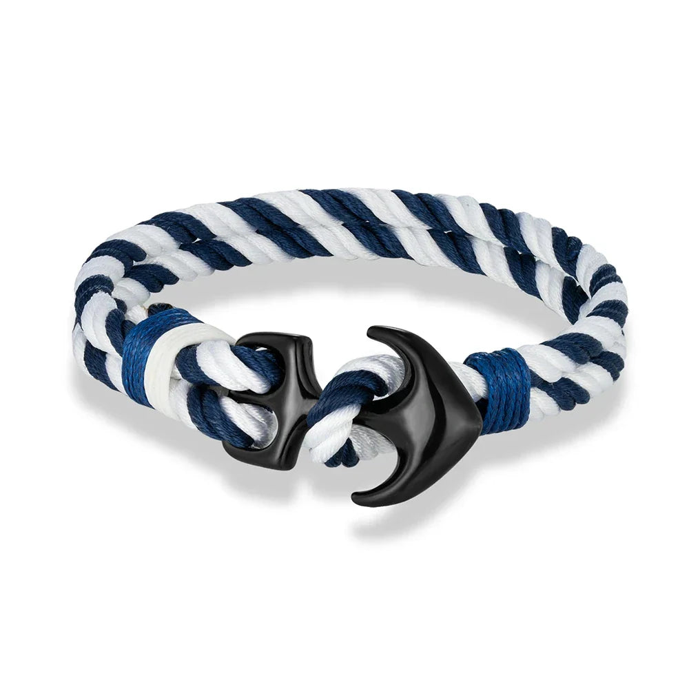 Double Anchor Bracelet White and Blue