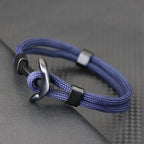 Black double anchor bracelet navy blue