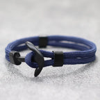 Black double anchor bracelet navy blue