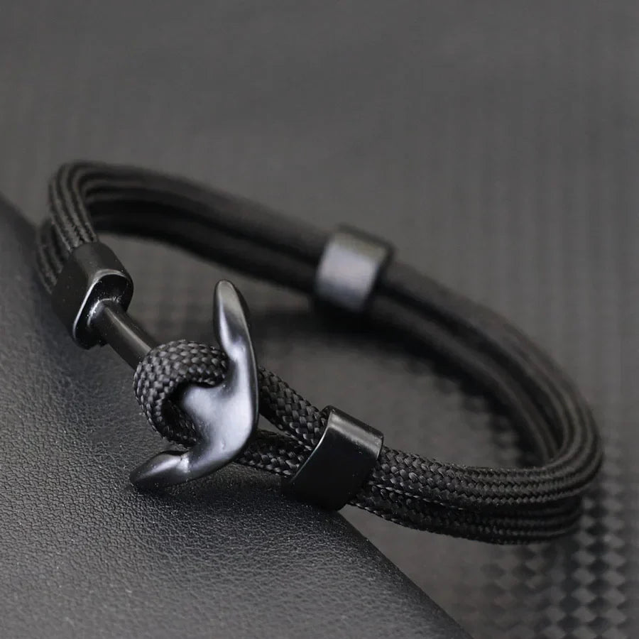Black double anchor bracelet black
