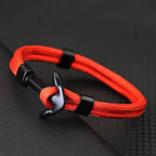 Black double anchor bracelet orange