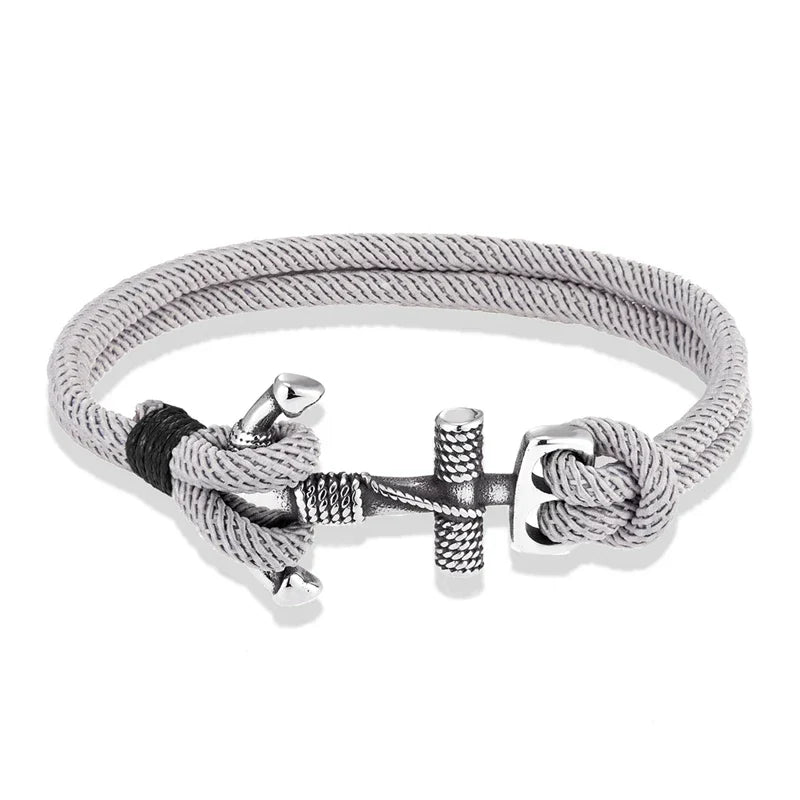 Men's double-anchor bracelet gray