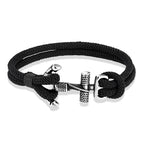 Men's double-anchor bracelet black