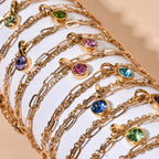 Double gold bracelet with birthstone