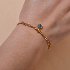 Double gold bracelet with birthstone