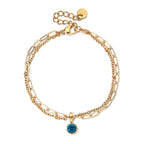 Double gold bracelet with birthstone