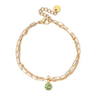 Double gold bracelet with birthstone