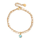 Double gold bracelet with birthstone