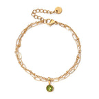 Double gold bracelet with birthstone