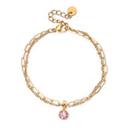 Double gold bracelet with birthstone