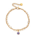 Double gold bracelet with birthstone