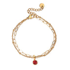 Double gold bracelet with birthstone
