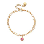 Double gold bracelet with birthstone