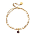 Double gold bracelet with birthstone