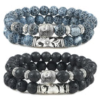 Buddhist Natural Stone Chain Bracelet grey