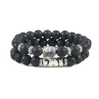 Buddhist Natural Stone Chain Bracelet black