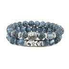 Buddhist Natural Stone Chain Bracelet grey