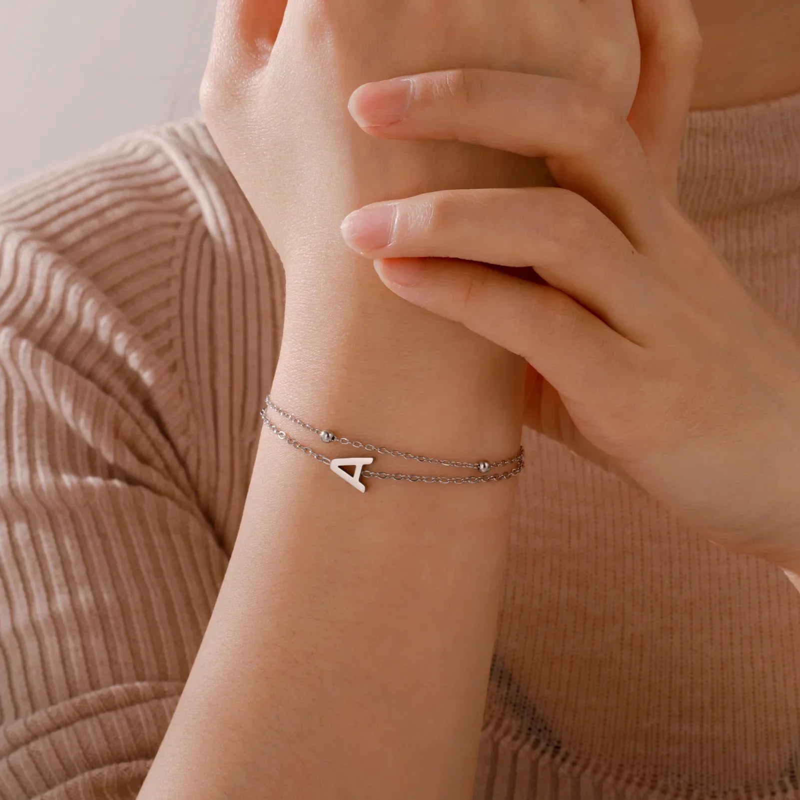 Double initial bracelet gold and silver 