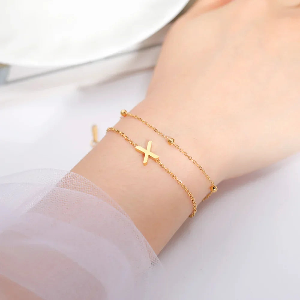 Double initial bracelet gold 