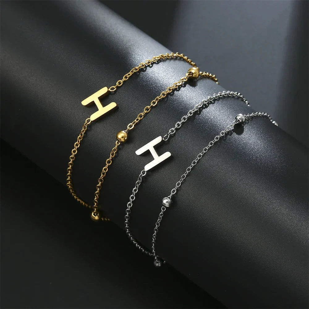 Double initial bracelet gold and silver  h