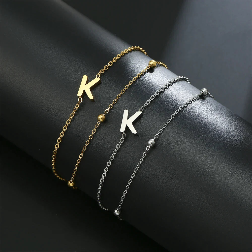 Double initial bracelet gold and silver k