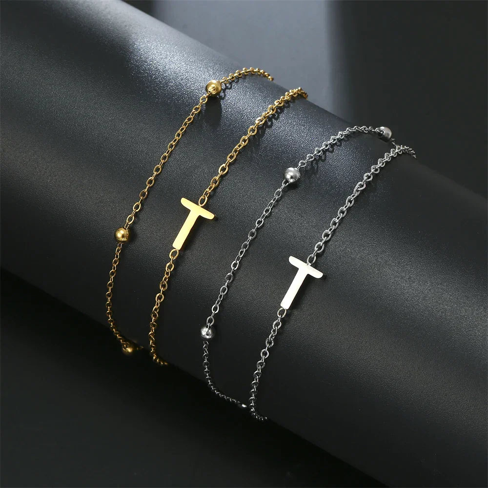 Double initial bracelet gold and silver  t