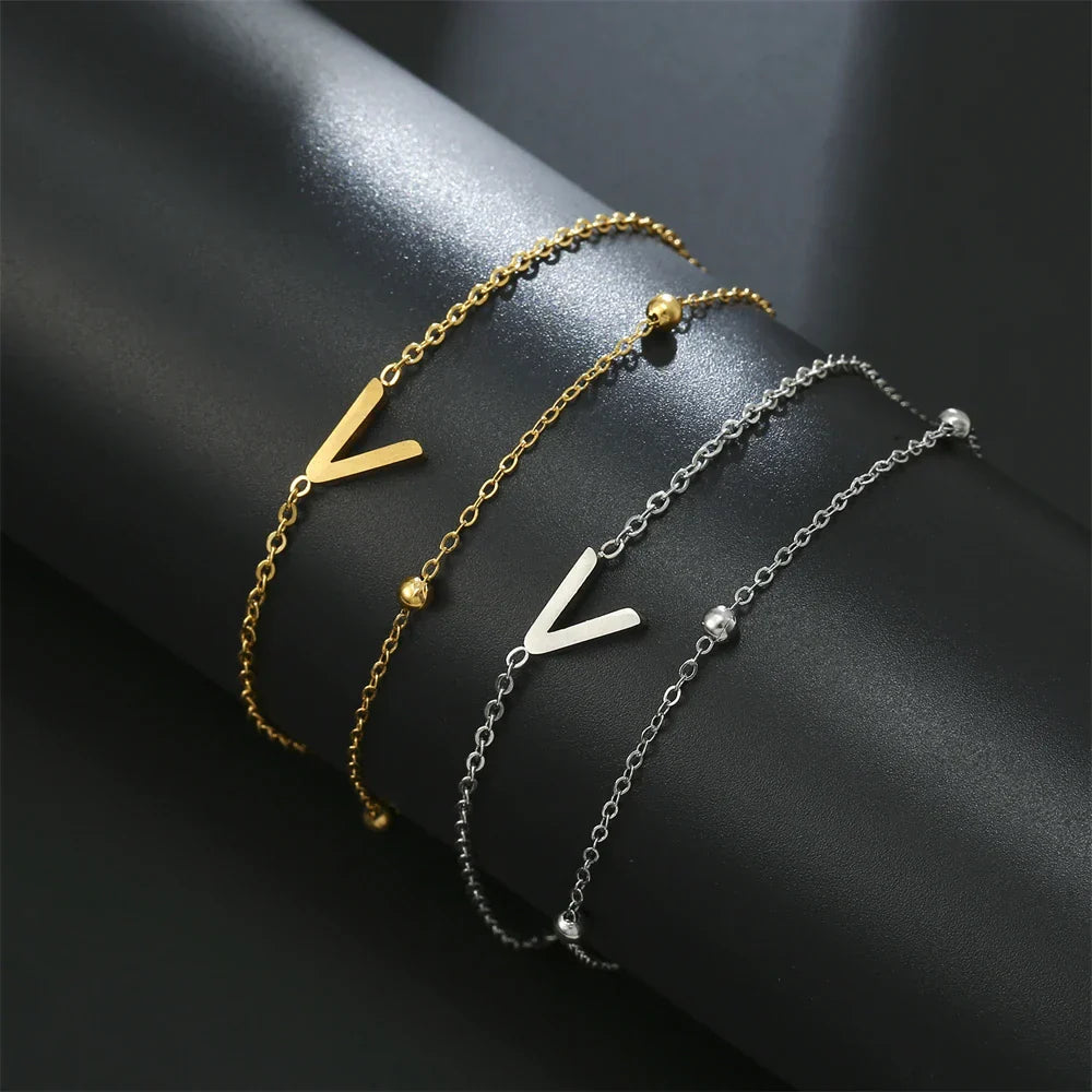 Double initial bracelet gold and silver  v