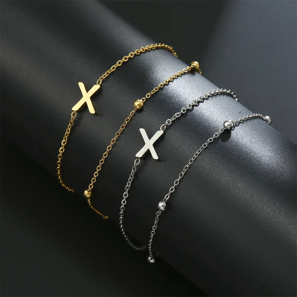 Double initial bracelet gold and silver  x