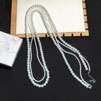 Long White Double-Strand Pearl Necklace for Women