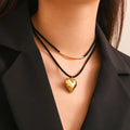 Double Heart Pendant Necklace Gold