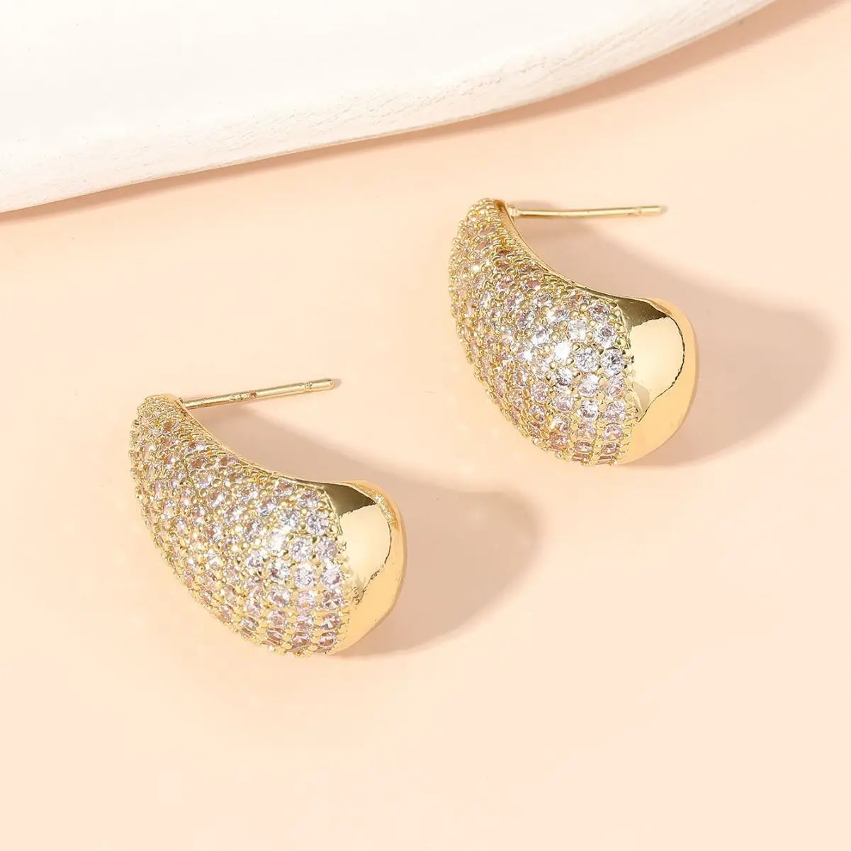 Elegant Water Drop Stud Earrings Gold