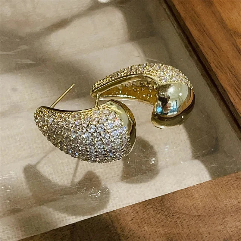 Elegant Water Drop Stud Earrings Gold