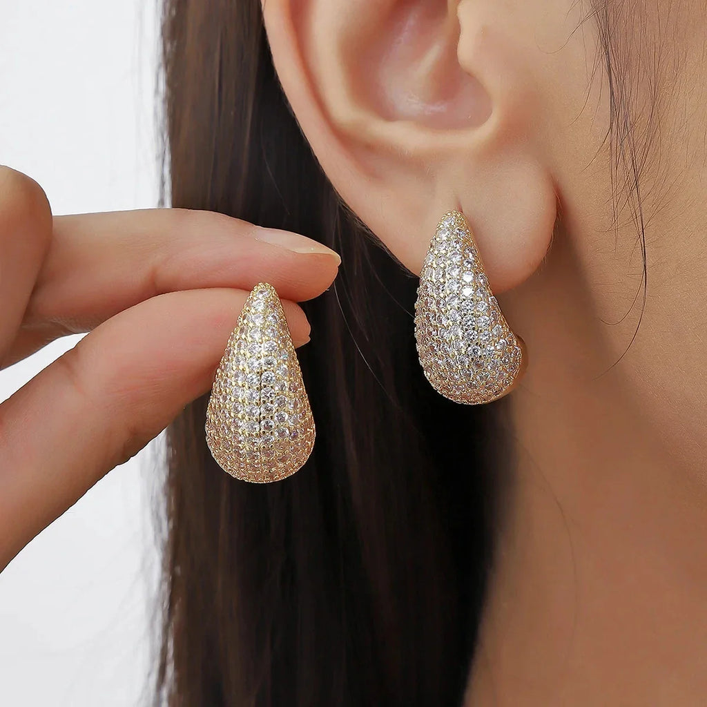 Elegant Water Drop Stud Earrings Gold