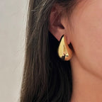 Gold Large Water Drop Stud Earrings