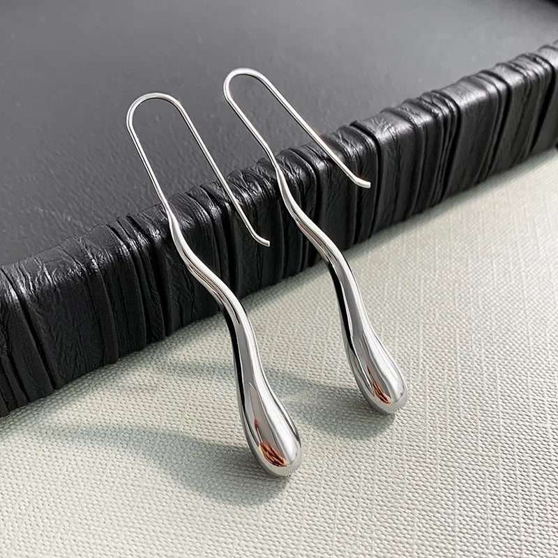 Elegant Fine Teardrop Dangle Earrings silver