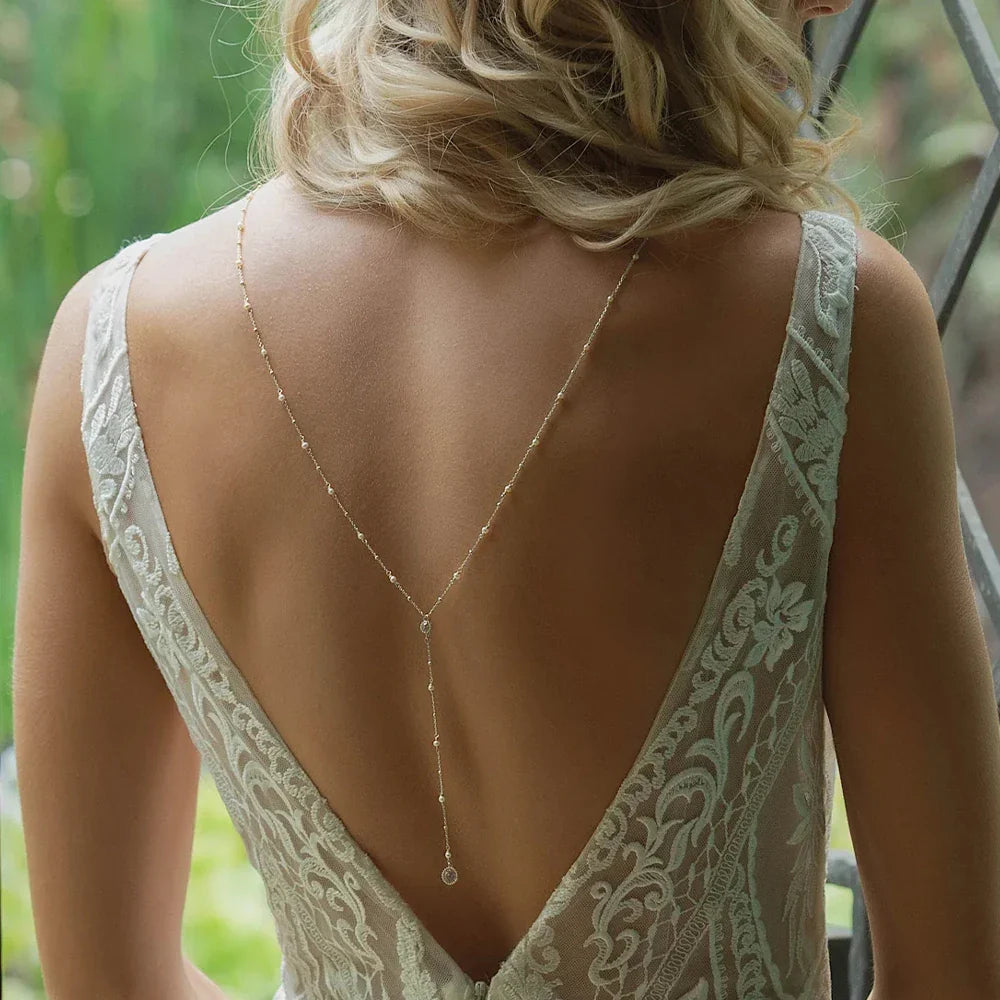 Silver Women’s Back Chain Necklace Back Ornament Set
